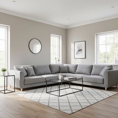 Modern living room with stylish, affordable flatpack furniture
